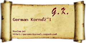 German Kornél névjegykártya